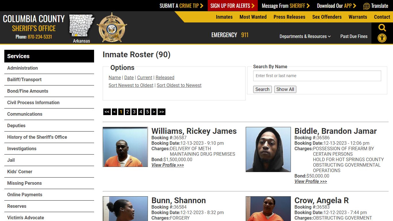 Inmate Roster (92) - Columbia County Sheriff AR